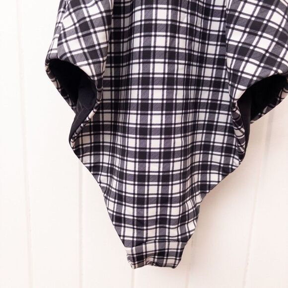Veronica Beard Mari Swimsuit One Piece Black White Plaid Check Gingham Size Medi - Picture 6 of 9